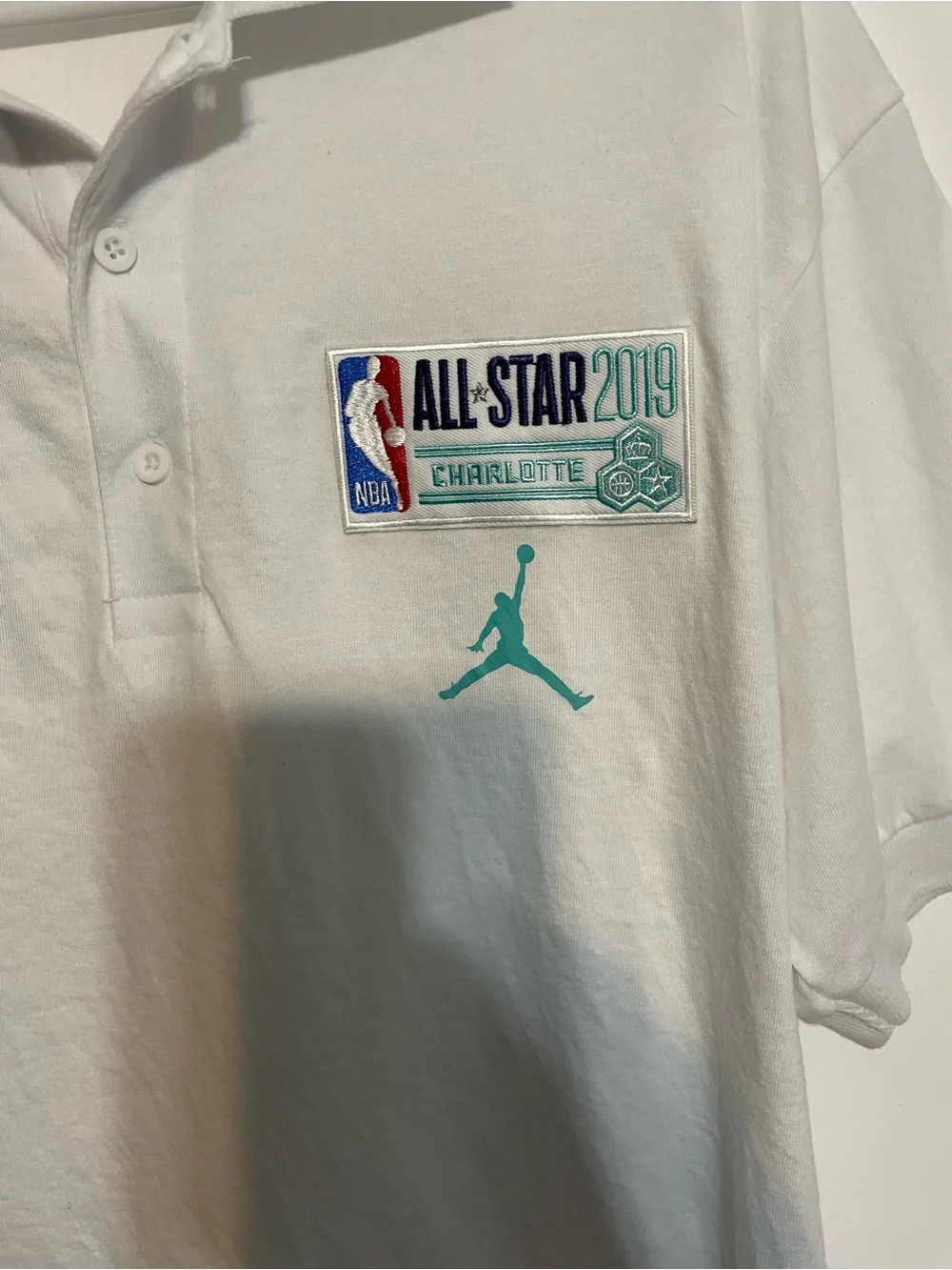Charlotte Hornets all star 2019 coach polo Jordan shirt size L pre-owned
